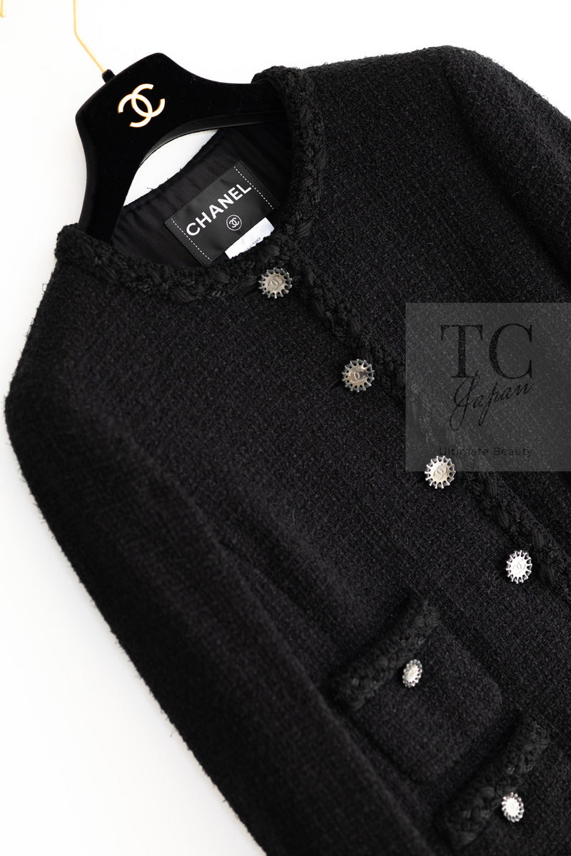 CHANEL 11C Little Black Jacket Tweed Wool CC Button 38 シャネル リトル ブラック ジャケット ツイード ウール ココボタン 即発