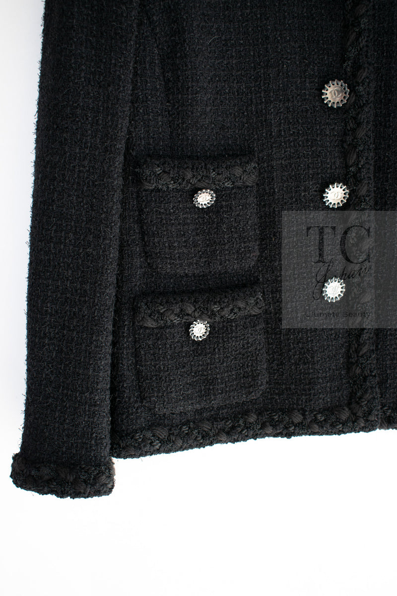 CHANEL 11C Little Black Jacket Tweed Wool CC Button 38 シャネル リトル ブラック ジャケット ツイード ウール ココボタン 即発