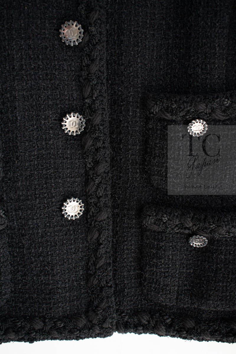 CHANEL 11C Little Black Jacket Tweed Wool CC Button 38 シャネル リトル ブラック ジャケット ツイード ウール ココボタン 即発