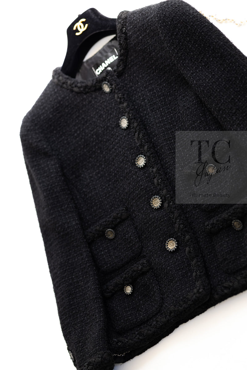 CHANEL 11C Little Black Jacket Tweed Wool CC Button 38 シャネル リトル ブラック ジャケット ツイード ウール ココボタン 即発