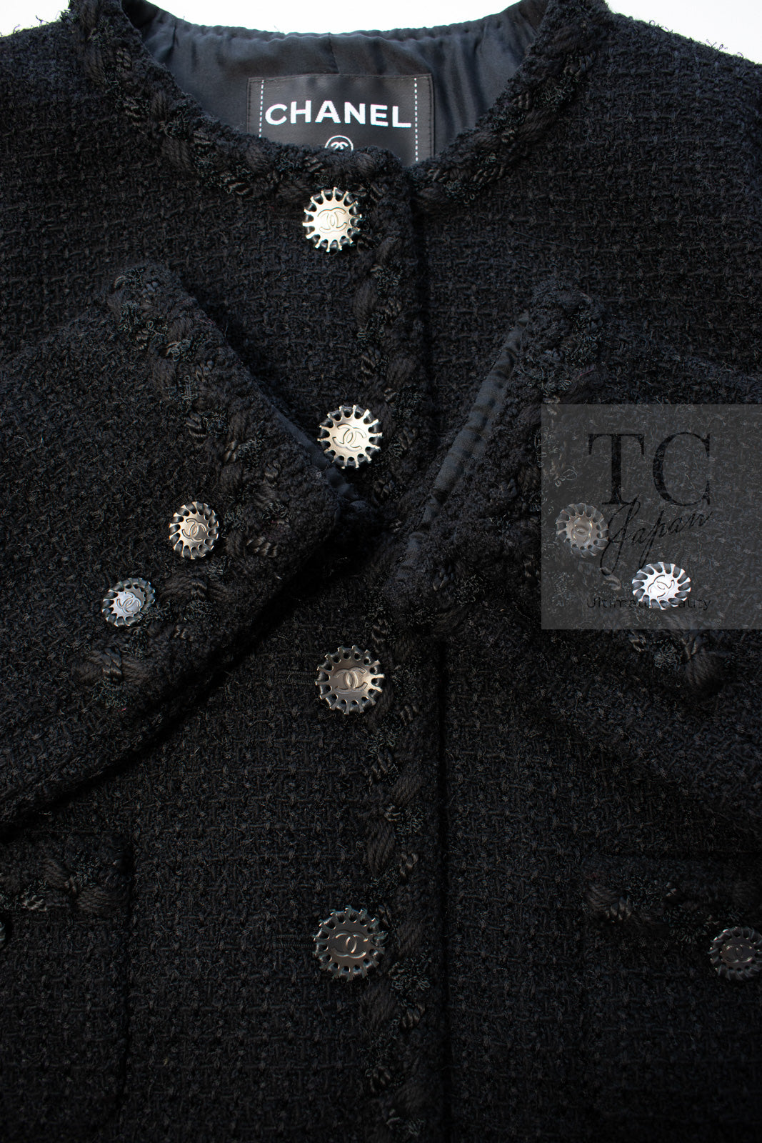 CHANEL 11C Little Black Jacket Tweed Wool CC Button 38 シャネル リトル ブラック ジャケット ツイード ウール ココボタン 即発