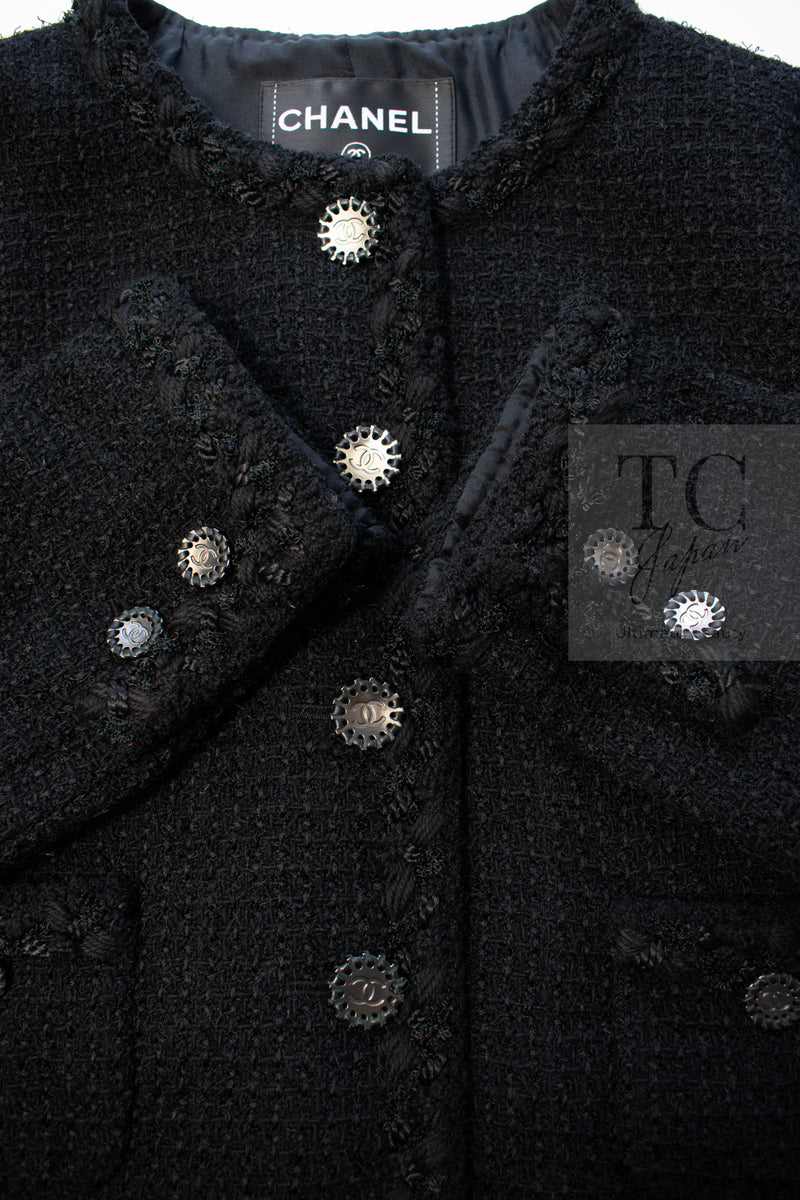CHANEL 11C Little Black Jacket Tweed Wool CC Button 38 シャネル リトル ブラック ジャケット ツイード ウール ココボタン 即発