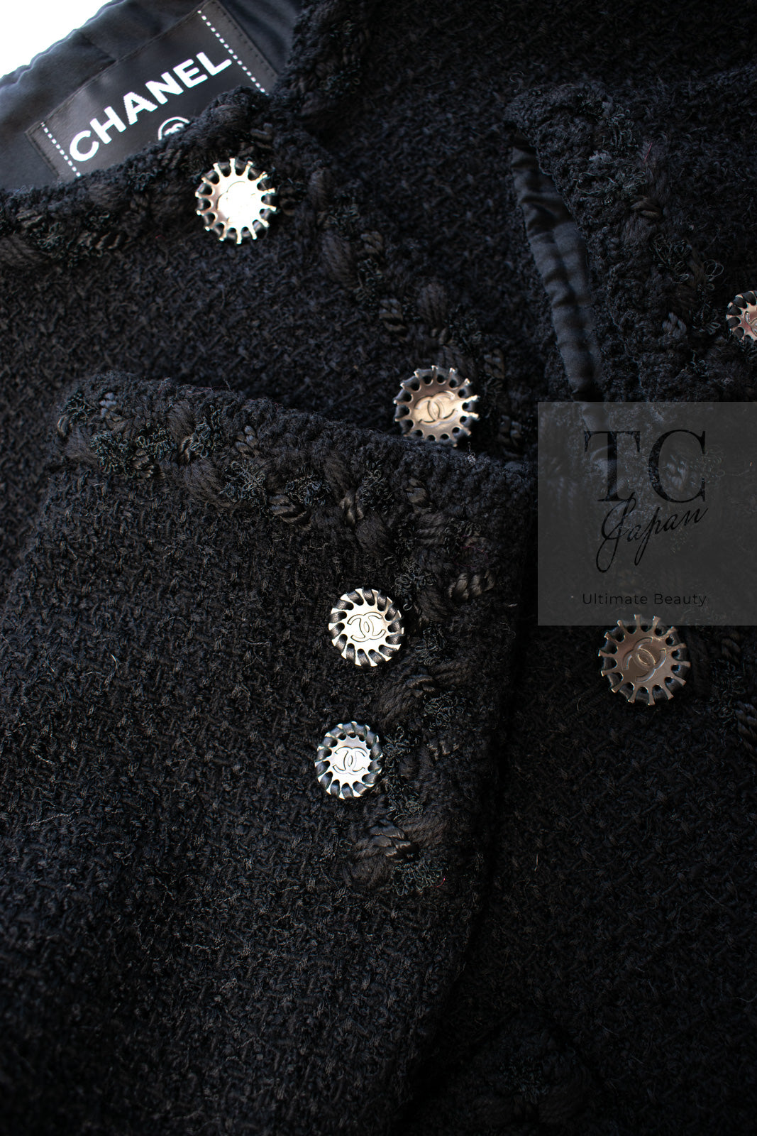 CHANEL 11C Little Black Jacket Tweed Wool CC Button 38 シャネル リトル ブラック ジャケット ツイード ウール ココボタン 即発