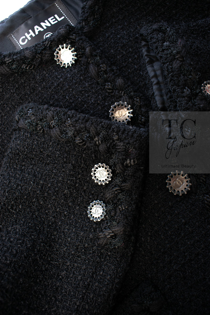 CHANEL 11C Little Black Jacket Tweed Wool CC Button 38 シャネル リトル ブラック ジャケット ツイード ウール ココボタン 即発