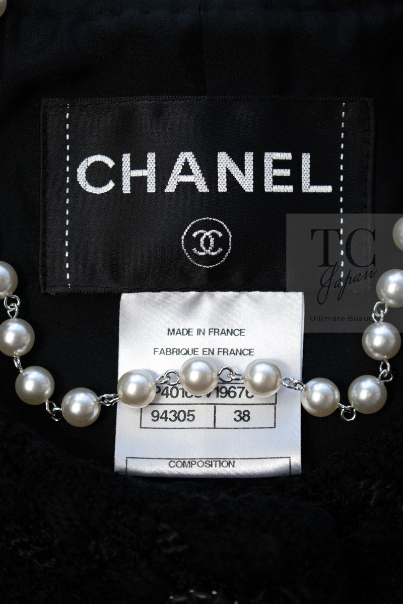 CHANEL 11C Little Black Jacket Tweed Wool CC Button 38 シャネル リトル ブラック ジャケット ツイード ウール ココボタン