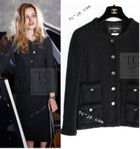 CHANEL 11C Little Black Jacket Tweed Wool CC Button 38 シャネル リトル ブラック ジャケット ツイード ウール ココボタン 即発