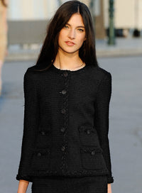 CHANEL 11C Little Black Jacket Tweed Wool CC Button Skirt Suit 34 36 シャネル リトル ブラック ジャケット ツイード ウール ココボタン スカート スーツ 即発