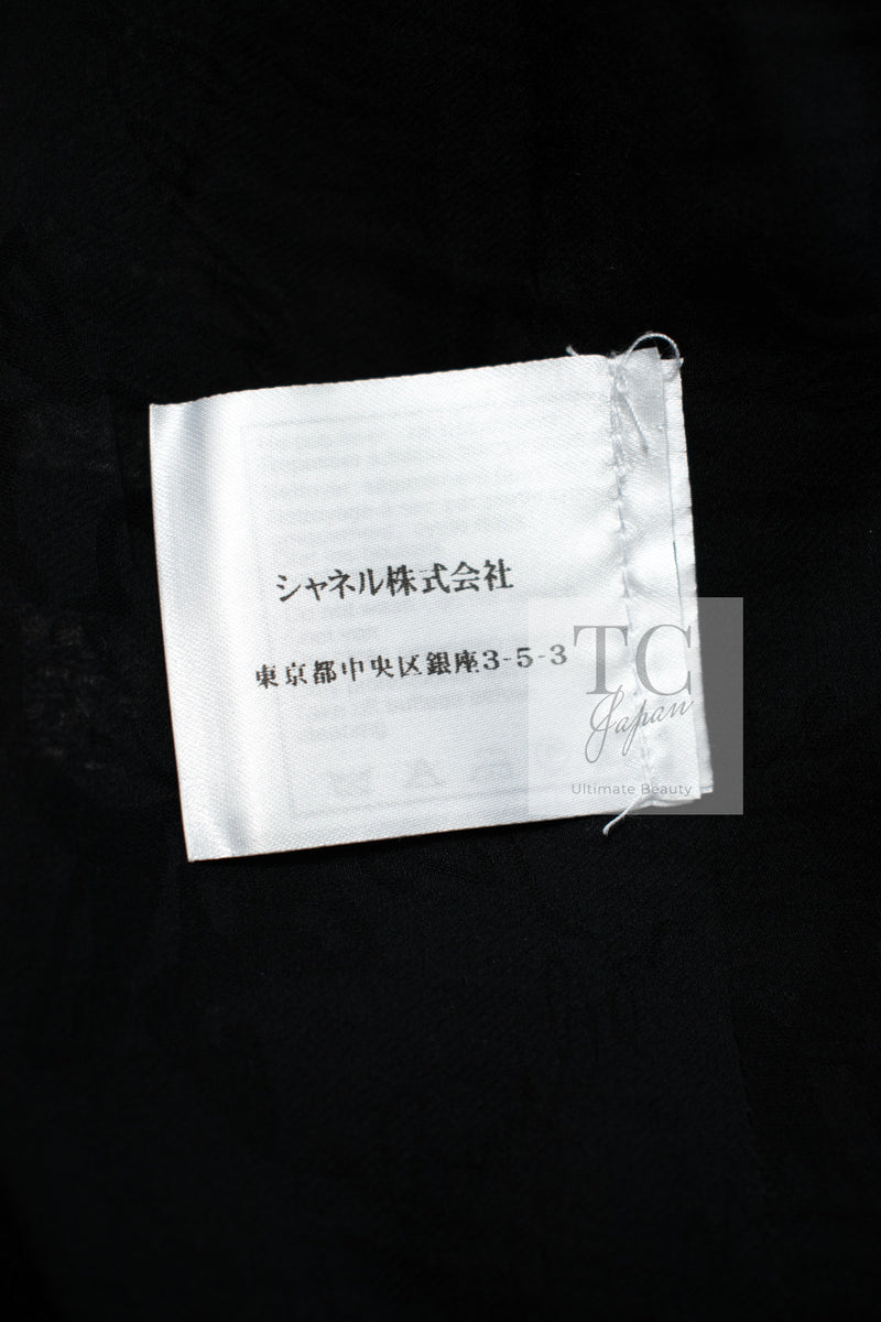 CHANEL 08S Black Gray Striped Cottn Tweed Jacket 42 シャネル ブラック グレー ボーダー コットン ツイード ジャケット 即発
