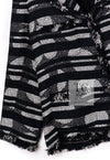 CHANEL 08S Black Gray Striped Cottn Tweed Jacket 42 シャネル ブラック グレー ボーダー コットン ツイード ジャケット 即発