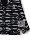 CHANEL 08S Black Gray Striped Cottn Tweed Jacket 42 シャネル ブラック グレー ボーダー コットン ツイード ジャケット 即発