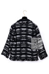 CHANEL 08S Black Gray Striped Cottn Tweed Jacket 42 シャネル ブラック グレー ボーダー コットン ツイード ジャケット 即発