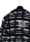 CHANEL 08S Black Gray Striped Cottn Tweed Jacket 42 シャネル ブラック グレー ボーダー コットン ツイード ジャケット 即発