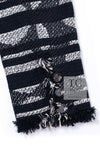 CHANEL 08S Black Gray Striped Cottn Tweed Jacket 42 シャネル ブラック グレー ボーダー コットン ツイード ジャケット 即発
