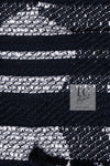 CHANEL 08S Black Gray Striped Cottn Tweed Jacket 42 シャネル ブラック グレー ボーダー コットン ツイード ジャケット 即発