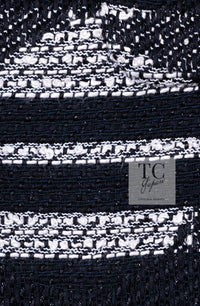CHANEL 08S Black Gray Striped Cottn Tweed Jacket 42 シャネル ブラック グレー ボーダー コットン ツイード ジャケット 即発