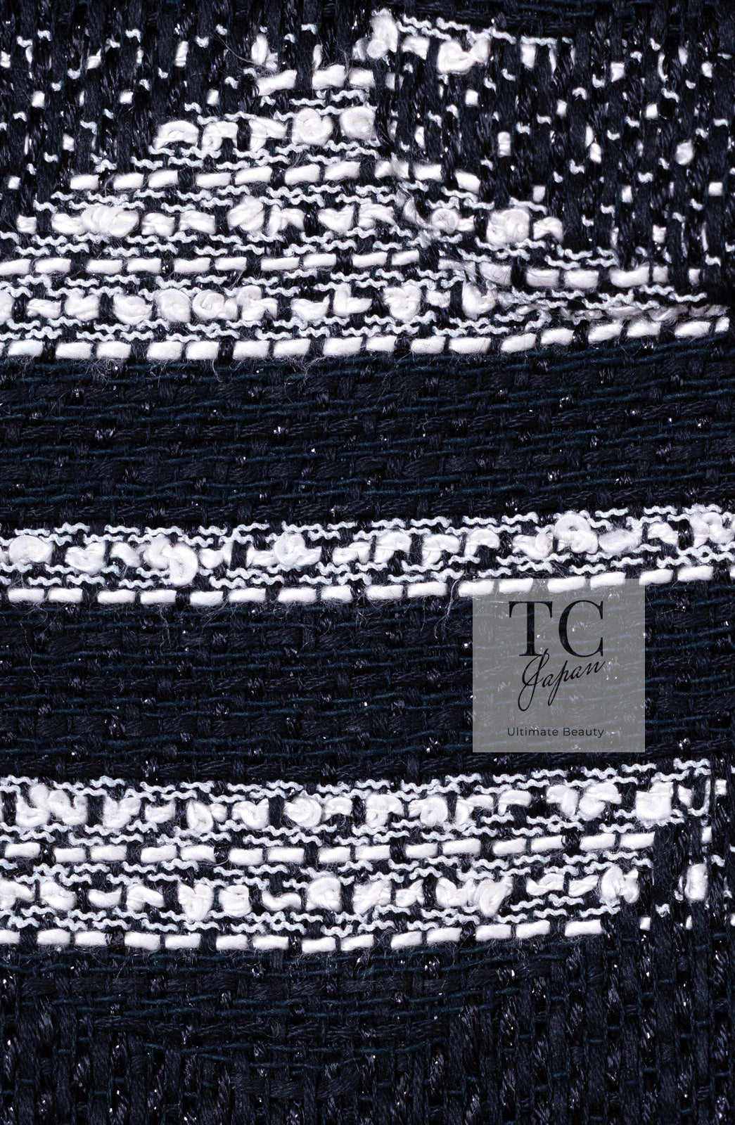 CHANEL 08S Black Gray Striped Cottn Tweed Jacket 42 シャネル ブラック グレー ボーダー コットン ツイード ジャケット 即発