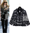 CHANEL 08S Black Gray Striped Cottn Tweed Jacket 42 シャネル ブラック グレー ボーダー コットン ツイード ジャケット 即発
