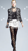 CHANEL 08S Black Gray Striped Cottn Tweed Jacket 42 シャネル ブラック グレー ボーダー コットン ツイード ジャケット 即発