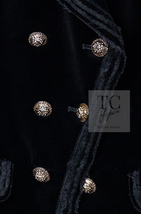 CHANEL 10S Black Gold CC Logo Velvet Cotton Jacket 40 42 シャネル ブラック ゴールド ココマーク ベロア コットン ジャケット 即発