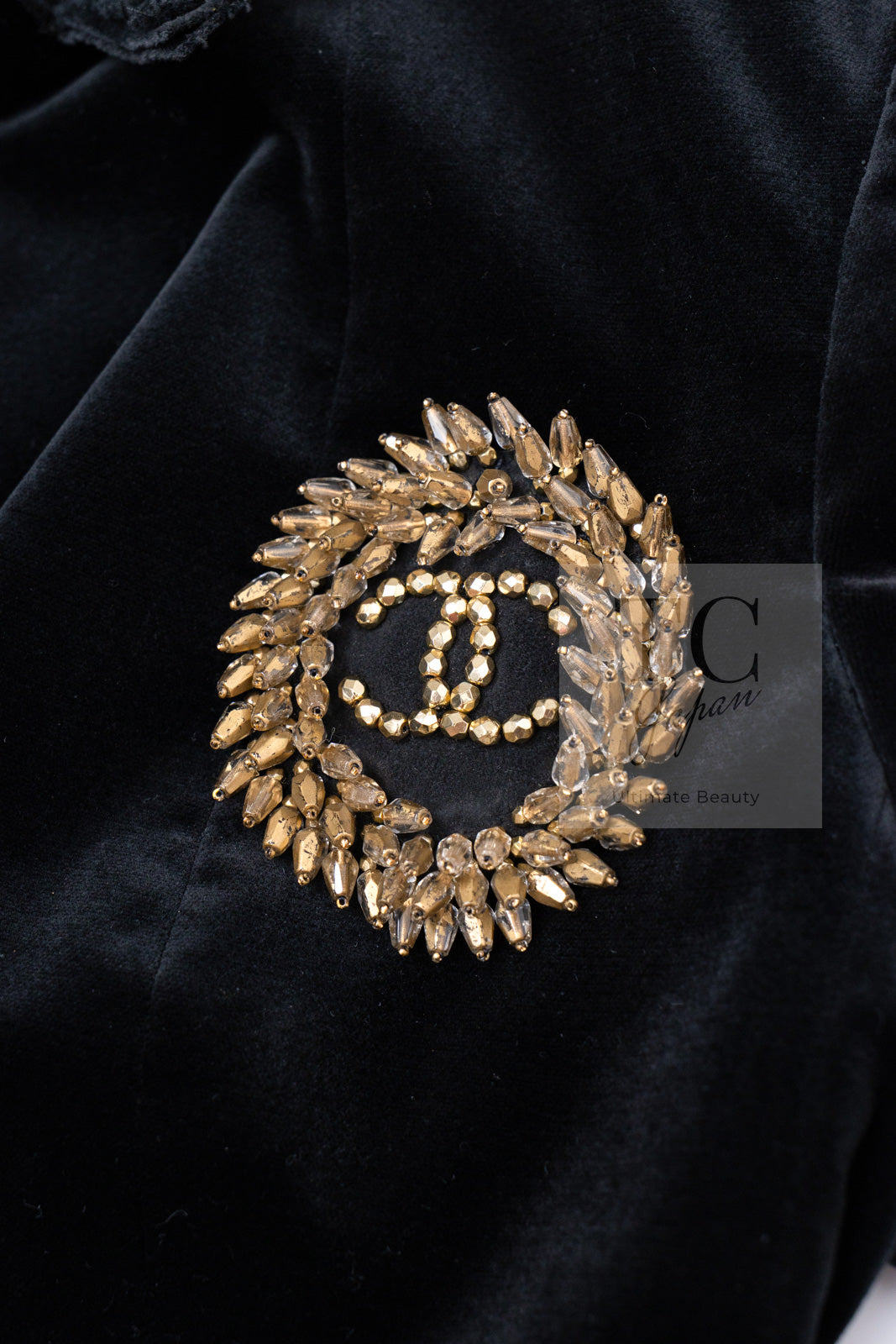 CHANEL 10S Black Gold CC Logo Velvet Cotton Jacket 40 42 シャネル ブラック ゴールド ココマーク ベロア コットン ジャケット 即発