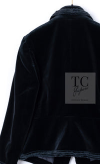 CHANEL 10S Black Gold CC Logo Velvet Cotton Jacket 40 42 シャネル ブラック ゴールド ココマーク ベロア コットン ジャケット 即発