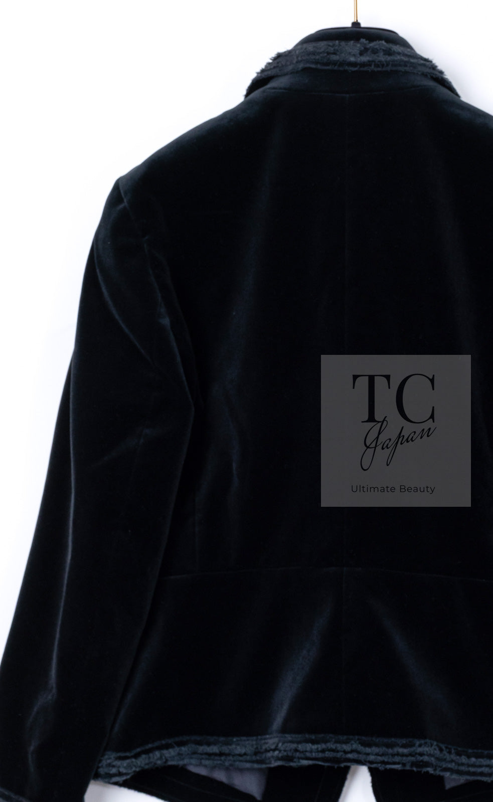 CHANEL 10S Black Gold CC Logo Velvet Cotton Jacket 40 42 シャネル ブラック ゴールド ココマーク ベロア コットン ジャケット 即発