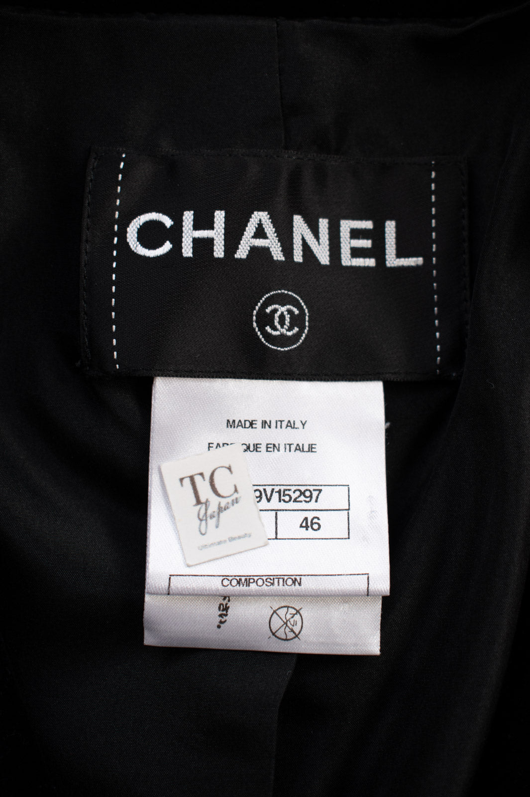 CHANEL 10S Black Gold CC Logo Velvet Cotton Jacket 40 42 シャネル ブラック ゴールド ココマーク ベロア コットン ジャケット 即発