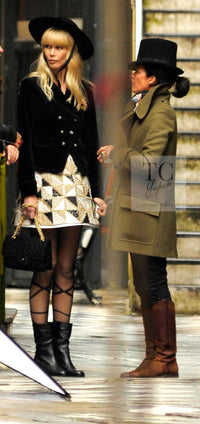 CHANEL 10S Black Gold CC Logo Velvet Cotton Jacket 40 42 シャネル ブラック ゴールド ココマーク ベロア コットン ジャケット 即発