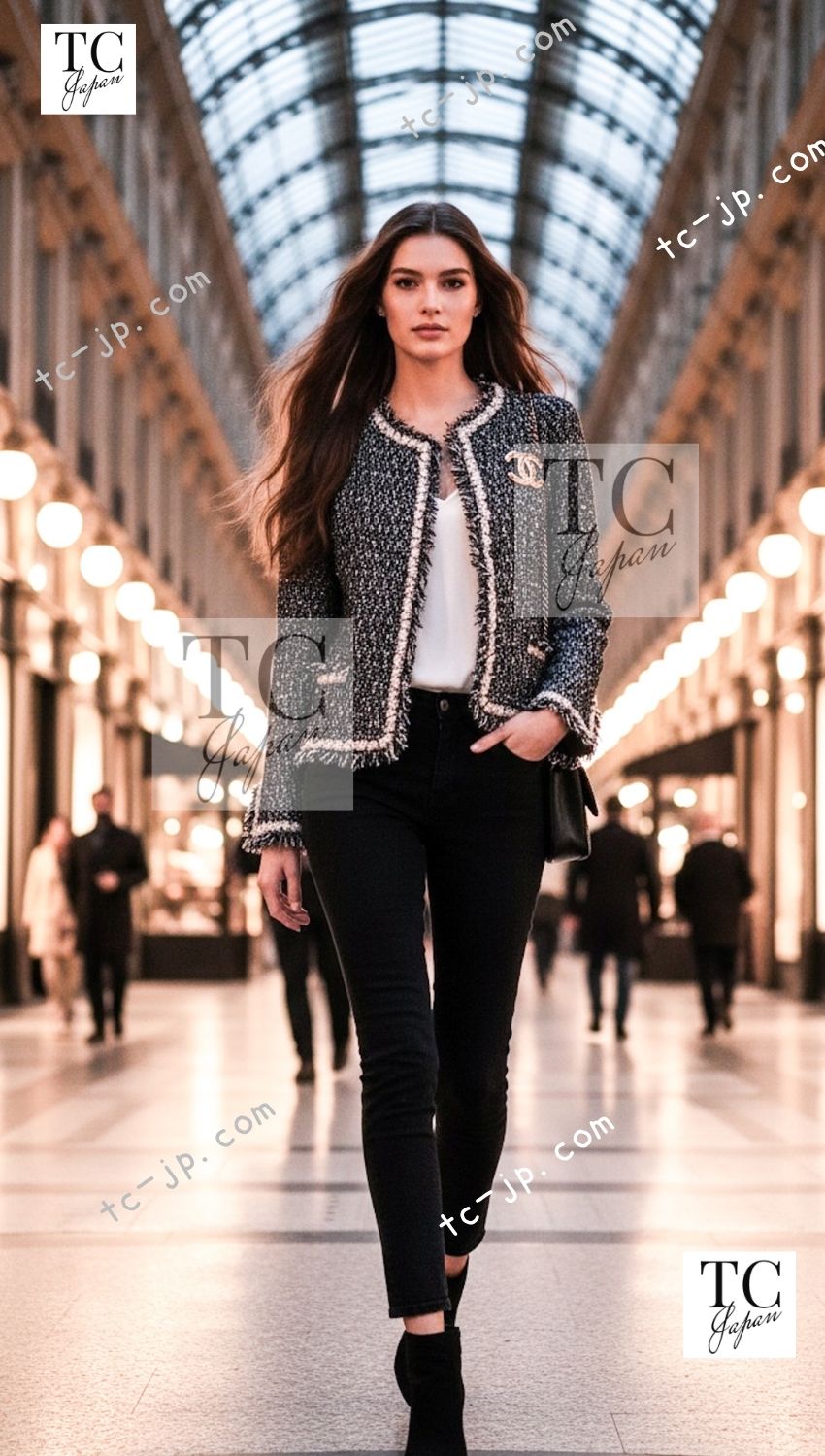 CHANEL 05PF Black Cotton Wool Tokyo Tweed Jacket 38 シャネル ブラック コットン ウール 東京コレ ツイード ジャケット 即発 - TC JAPAN
