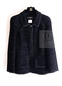 CHANEL 09A Black Metallic Silver Wool Jacket 36 38 シャネル ブラック メタリック ウール ジャケット 即発