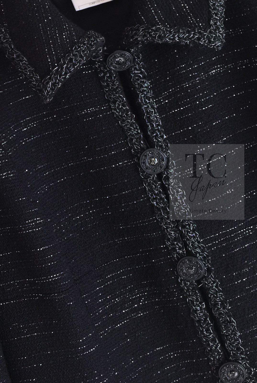 CHANEL 09A Black Metallic Silver Wool Jacket 36 38 シャネル ブラック メタリック ウール ジャケット 即発