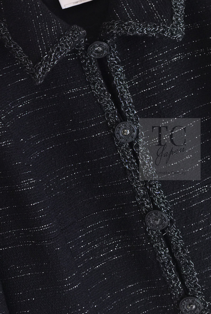 CHANEL 09A Black Metallic Silver Wool Jacket 36 38 シャネル ブラック メタリック ウール ジャケット 即発