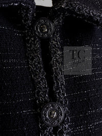 CHANEL 09A Black Metallic Silver Wool Jacket 36 38 シャネル ブラック メタリック ウール ジャケット 即発