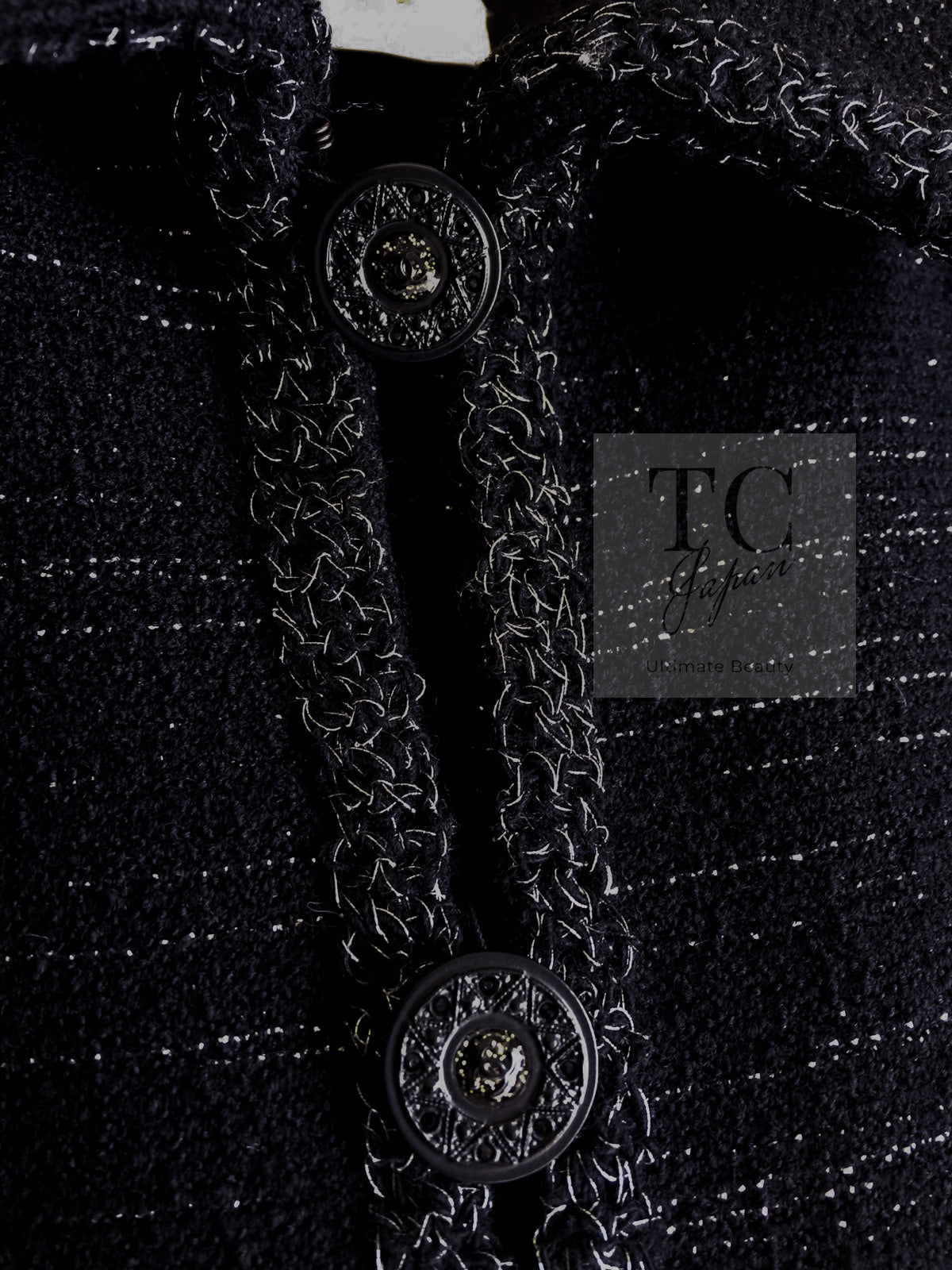 CHANEL 09A Black Metallic Silver Wool Jacket 36 38 シャネル ブラック メタリック ウール ジャケット 即発