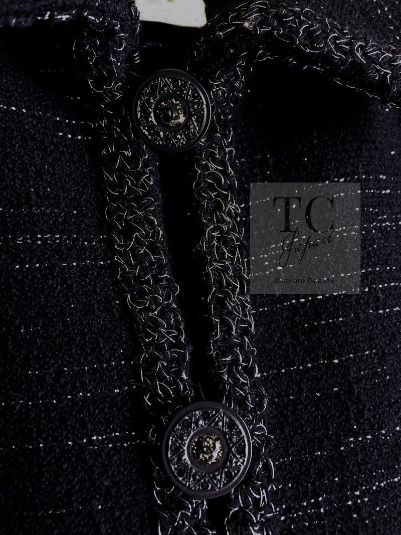 CHANEL 09A Black Metallic Silver Wool Jacket 36 38 シャネル ブラック メタリック ウール ジャケット 即発