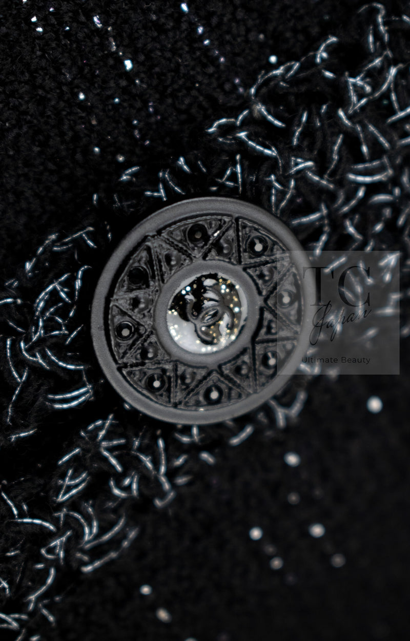 CHANEL 09A Black Metallic Silver Wool Jacket 36 38 シャネル ブラック メタリック ウール ジャケット 即発