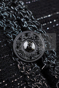 CHANEL 09A Black Metallic Silver Wool Jacket 36 38 シャネル ブラック メタリック ウール ジャケット 即発