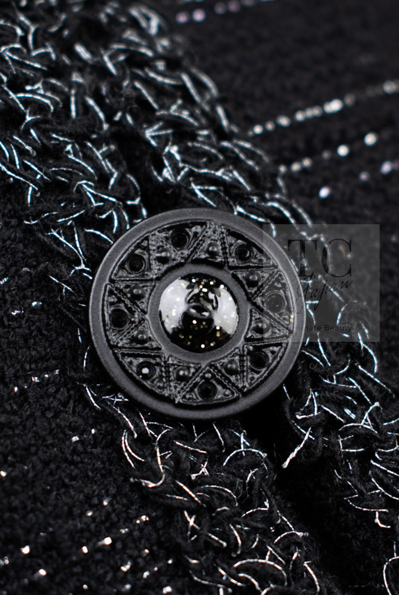 CHANEL 09A Black Metallic Silver Wool Jacket 36 38 シャネル ブラック メタリック ウール ジャケット 即発