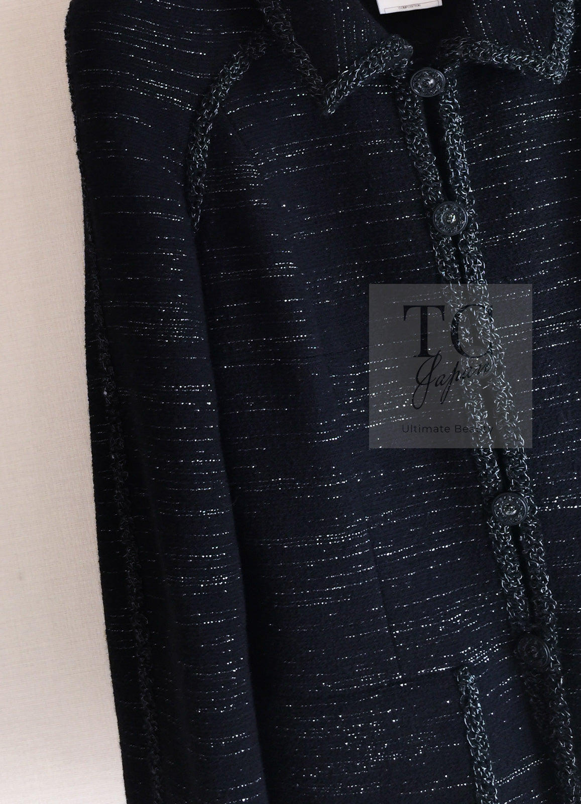 CHANEL 09A Black Metallic Silver Wool Jacket 36 38 シャネル ブラック メタリック ウール ジャケット 即発
