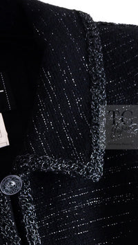 CHANEL 09A Black Metallic Silver Wool Jacket 36 38 シャネル ブラック メタリック ウール ジャケット 即発