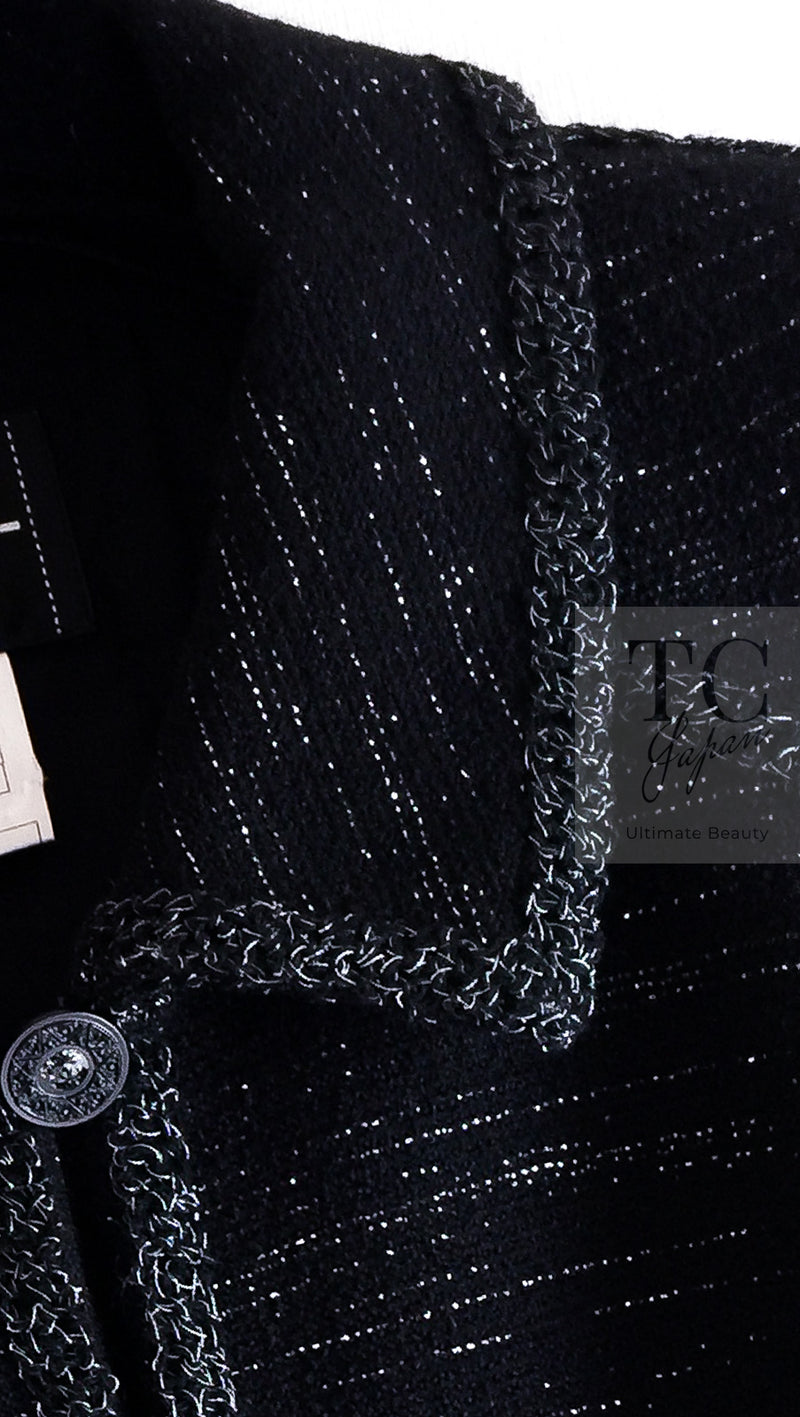 CHANEL 09A Black Metallic Silver Wool Jacket 36 38 シャネル ブラック メタリック ウール ジャケット 即発
