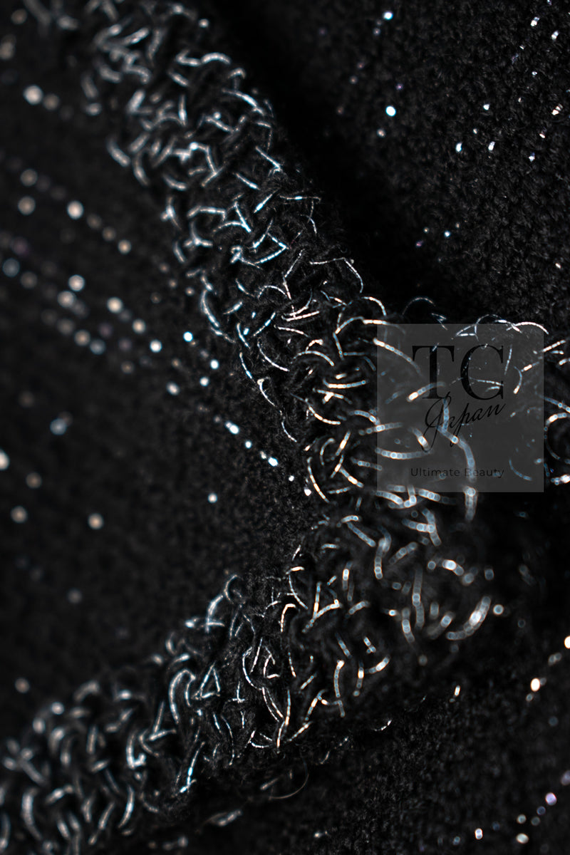CHANEL 09A Black Metallic Silver Wool Jacket 36 38 シャネル ブラック メタリック ウール ジャケット 即発