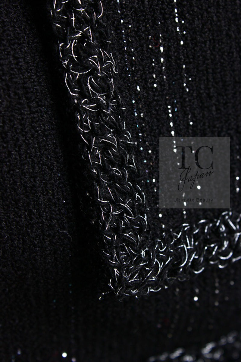 CHANEL 09A Black Metallic Silver Wool Jacket 36 38 シャネル ブラック メタリック ウール ジャケット 即発