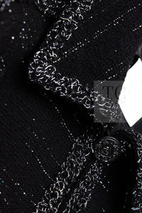 CHANEL 09A Black Metallic Silver Wool Jacket 36 38 シャネル ブラック メタリック ウール ジャケット 即発