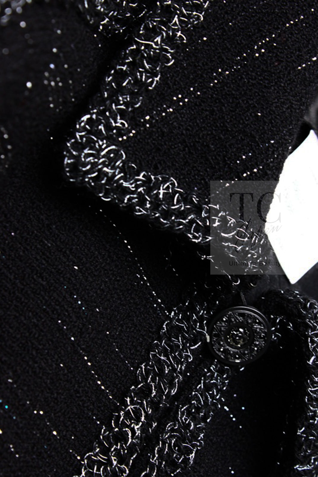 CHANEL 09A Black Metallic Silver Wool Jacket 36 38 シャネル ブラック メタリック ウール ジャケット 即発