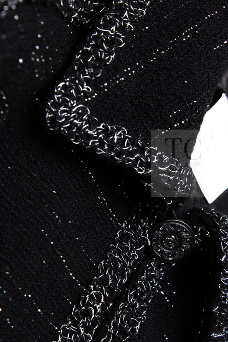 CHANEL 09A Black Metallic Silver Wool Jacket 36 38 シャネル ブラック メタリック ウール ジャケット 即発