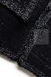 CHANEL 09A Black Metallic Silver Wool Jacket 36 38 シャネル ブラック メタリック ウール ジャケット 即発