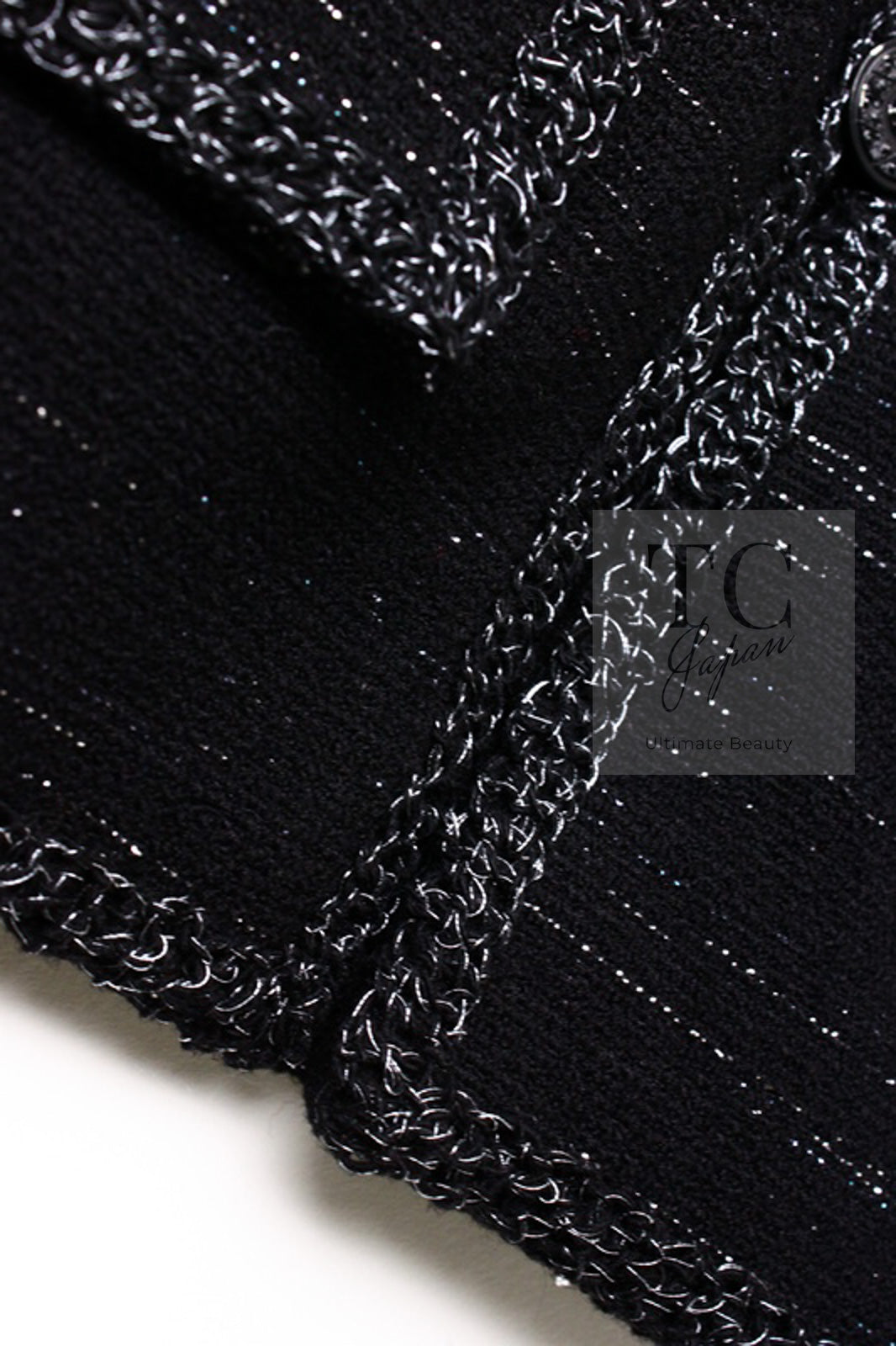 CHANEL 09A Black Metallic Silver Wool Jacket 36 38 シャネル ブラック メタリック ウール ジャケット 即発
