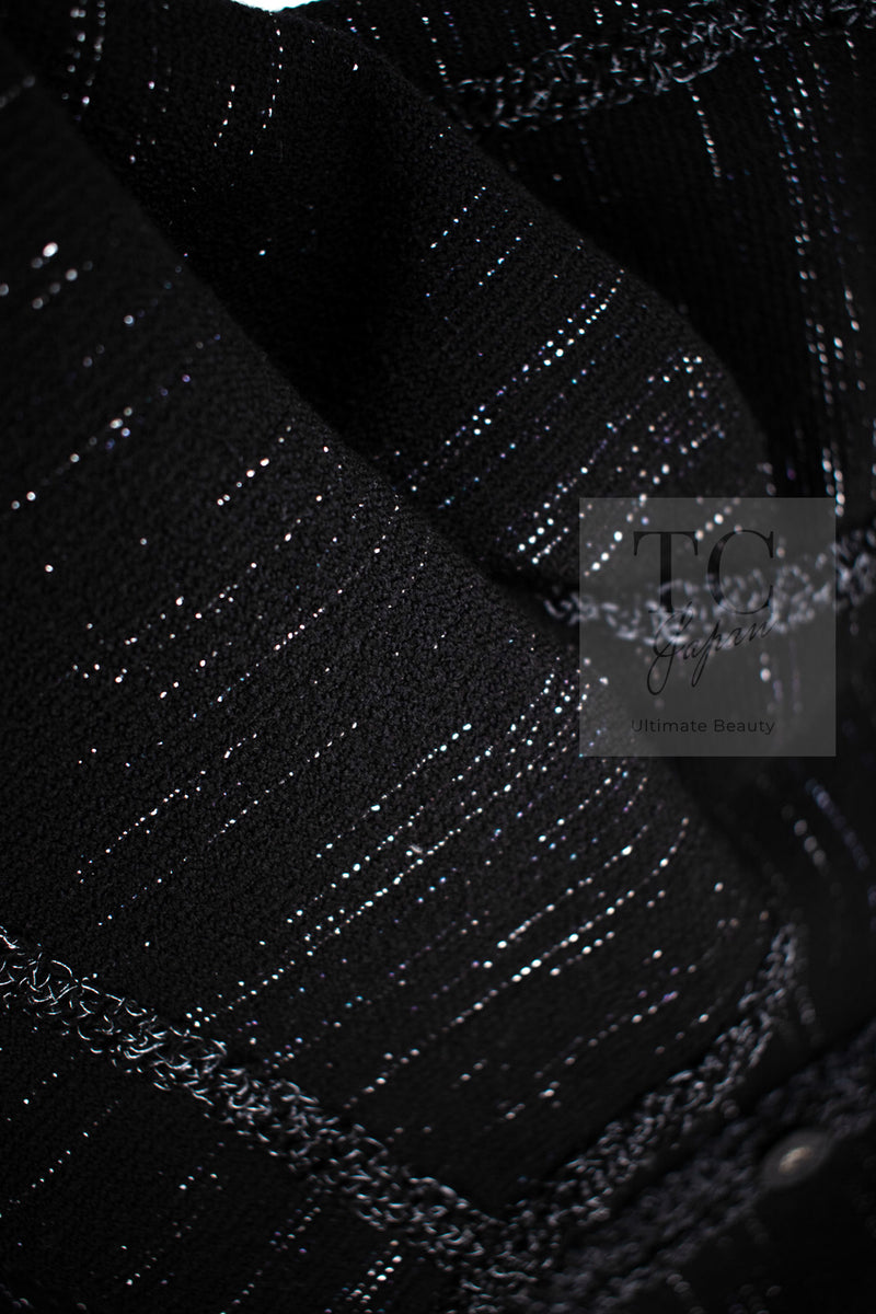 CHANEL 09A Black Metallic Silver Wool Jacket 36 38 シャネル ブラック メタリック ウール ジャケット 即発