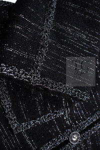CHANEL 09A Black Metallic Silver Wool Jacket 36 38 シャネル ブラック メタリック ウール ジャケット 即発